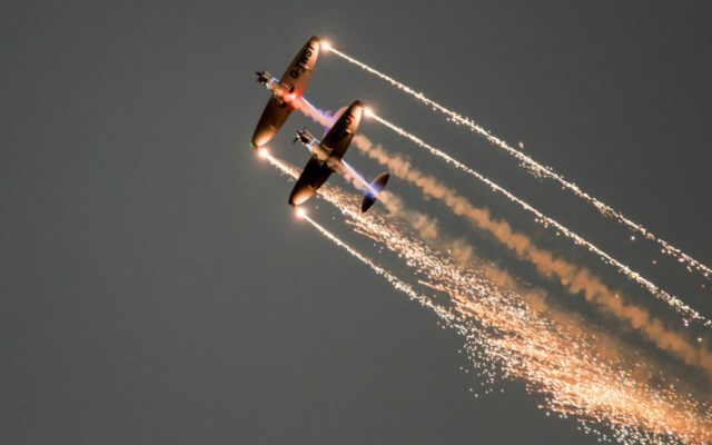 Fireflies display team putting on a stunning performance for the night air show