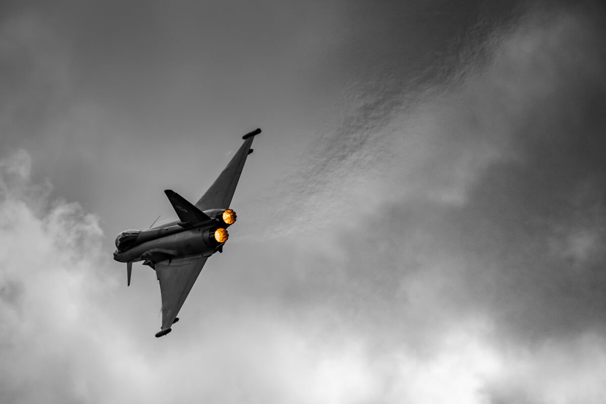 Black and white image of the RAF typhoon